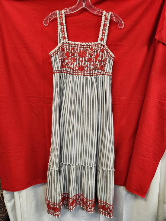kate spade Dresses & Skirts - kate spade Red and White Striped Midi Dress with Embroidered Bodice